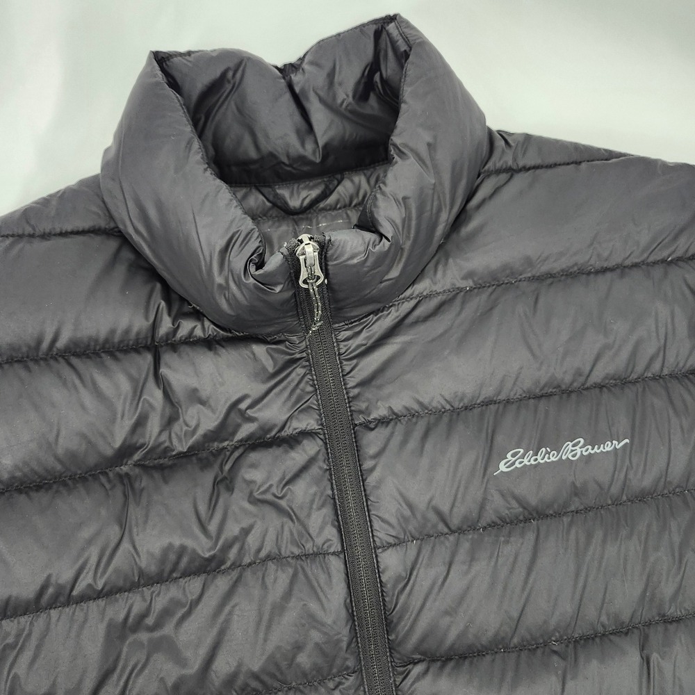 Eddie Bauer Mens Puffer Jacket Size L Black Down 650 Insulated Quilted Gorpcore